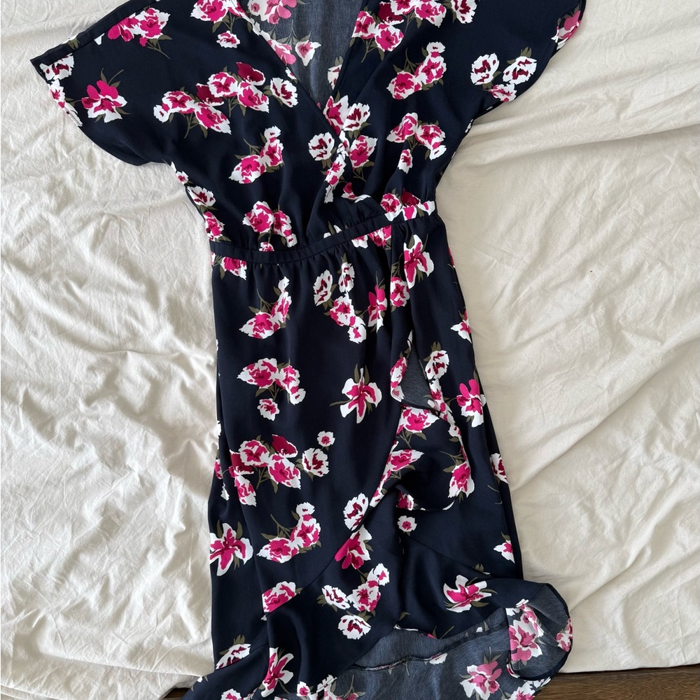 J. Crew Black and Pink Floral Maxi Dress